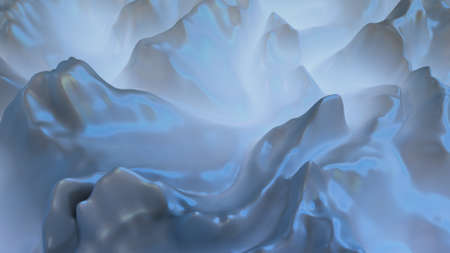 Blue foggy fluid shape flowing. 3D rendering illustrationの写真素材