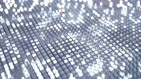 Glowing white cubes closeup. 3D renderingの写真素材