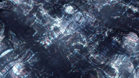 Digital data decay visualization. Flickering and glitching wave form. 3D renderingの写真素材