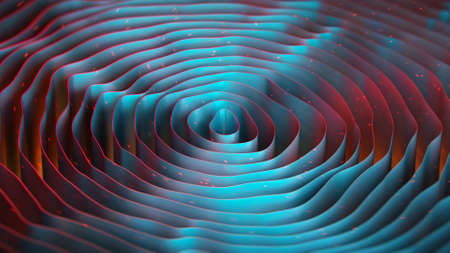 Wavy rings. Abstract modern geometric background. 3D rendering illustrationの写真素材