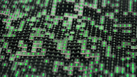 Green matrix of digital code. 3D render