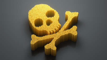 Digital skull and crossbones from numbers. Cyber crime or online piracy concept. 3D renderの写真素材