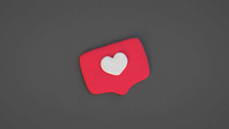 Social network like icon. Heart shape symbol. 3D renderの写真素材