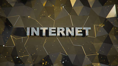 Yellow and black internet text. Information technology concept. 3D render illustration with DOFの写真素材