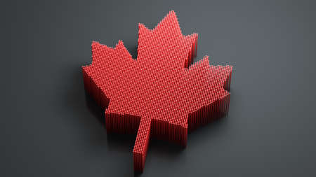 Red Canada Maple Leaf made of pixels. 3D renderの写真素材