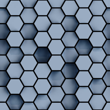 Seamless pattern of white hexagon tiles. Computer generated tileable background. Abstract 3D rendering illustrationの写真素材