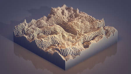 Three-dimensional topographic relief. 3D renderの写真素材