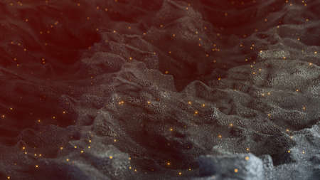 Alien terrain with glowing dots. 3D renderの写真素材