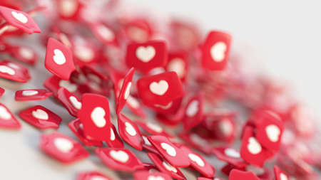 Bunch of red social media notifications like icon. 3D renderの写真素材