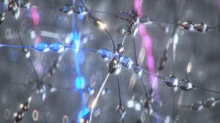 Electrically excitable nerve cells. 3D render
