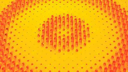 Orange ripple of glass cylinders. Abstract background. 3D renderingの写真素材