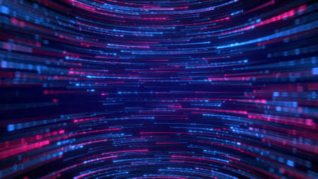 Glowing lines flow. Technology futuristic background. Big data visualization. 3D renderの写真素材