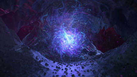 Purple futuristic sci-fi portal. 3D rendering illustrationの写真素材