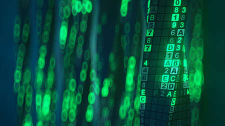 Abstract futuristic cyberspace or metaverse with computer code. 3D renderの写真素材