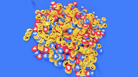 Social media unique design emojis and likes. 3D render