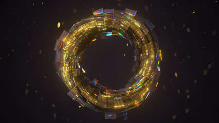 Digital data torus. Computer code abstraction. 3D renderの写真素材