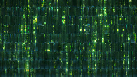Green computer code abstraction. 3D renderの写真素材