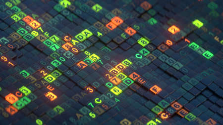 Digital code machine language visualization. 3D renderの写真素材
