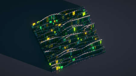 Isometric machine code. 3D renderの写真素材