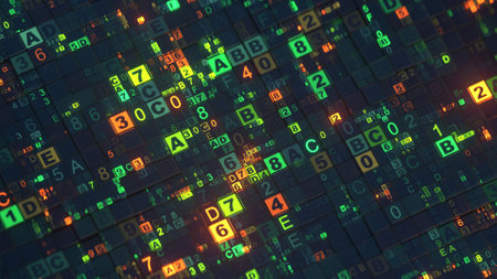 Digital code machine language visualization. 3D renderの写真素材