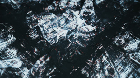 Wave form with glitch texture. Digital data failure. 3D rendering illustrationの写真素材
