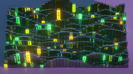 Data and coding visualization. 3D render