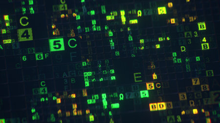Digital code machine language visualization. 3D renderの写真素材