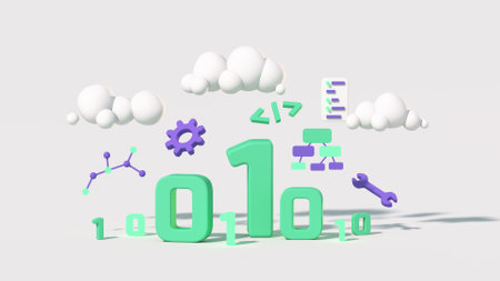 Web development and coding. 3D render illustration