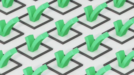 Filled check boxes. 3D render illustration