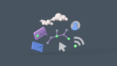 Information Technology concept. Networking and Internet symbols. 3D renderingの写真素材