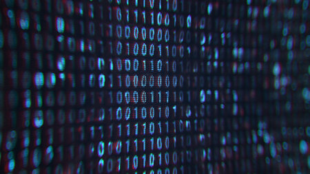 Blue binary code. Digital data on a computer screen. 3D render illustrationの写真素材