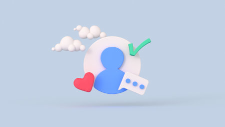 Minimal social networks user profile icon. 3D render illustrationの写真素材