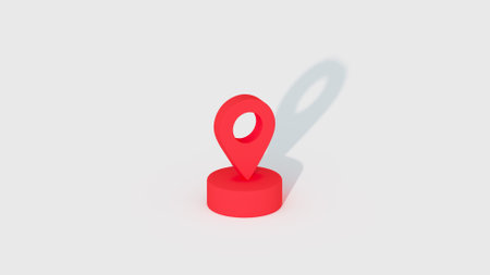 Red location pin map marker. 3D render illustrationの写真素材