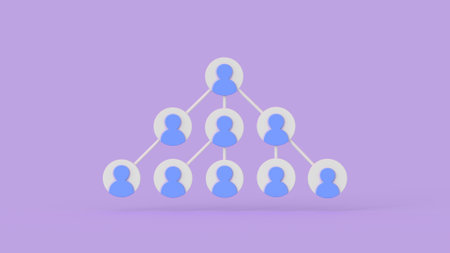 Business hierarchy structure. Management and leadership concept. Minimal cartoony 3D render