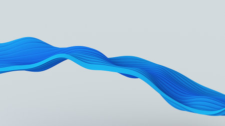 Blue wavy line. Abstract background. 3D renderの写真素材