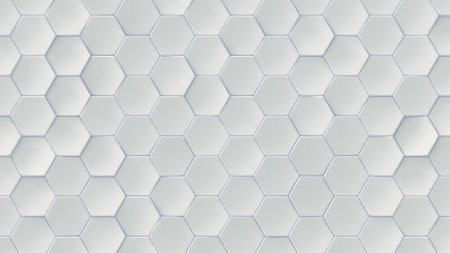 White hexagons. Abstract geometric background. 3D renderの写真素材
