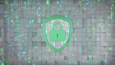 Database encryption in information security. Cybersecurity technology concept. 3D Render