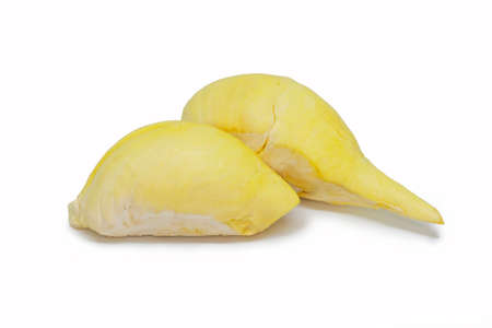 Durian Pulps isolated on white background, King of Fruitsの写真素材