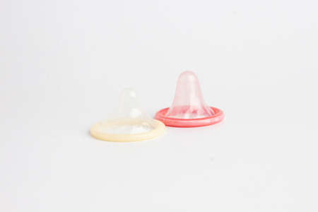 condoms  isolated on white backgroundの写真素材