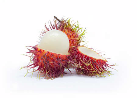 rambutan fruits isolated on white backgroundの写真素材