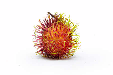 rambutan fruits isolated on white backgroundの写真素材