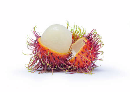 rambutan fruits isolated on white backgroundの写真素材