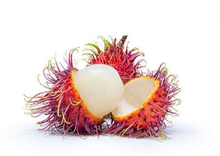 rambutan fruits isolated on white backgroundの写真素材
