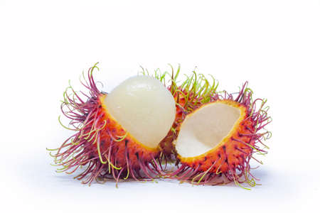 rambutan fruits isolated on white backgroundの写真素材