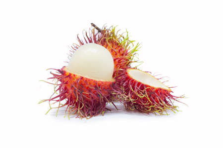 rambutan fruits isolated on white backgroundの写真素材