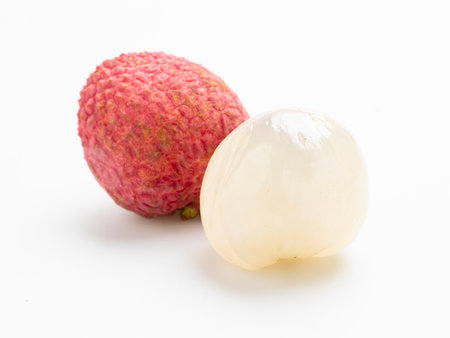 Lychee fruit isolated on white background - Lychee chinensisの写真素材