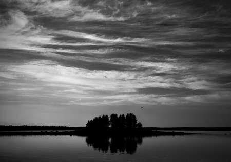 Black and white landscape, Karelia, Russiaの写真素材