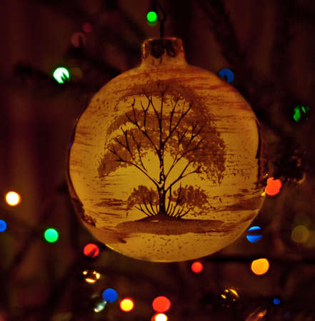 Christmas tree decoration  and lightsの写真素材