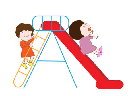 Children playing in the playground equipmentのイラスト素材