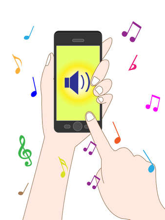 Listen to music on your Smartphoneのイラスト素材